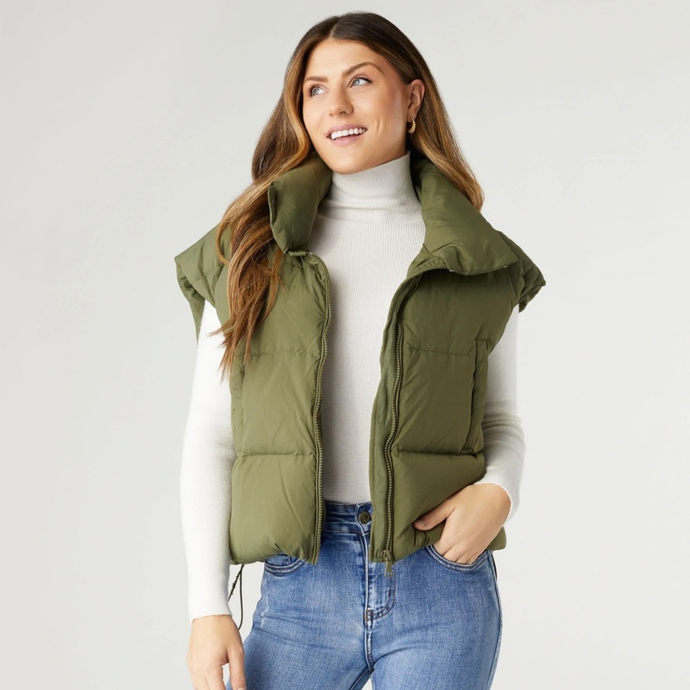Coco + Carmen Olive Green Puffer Vest